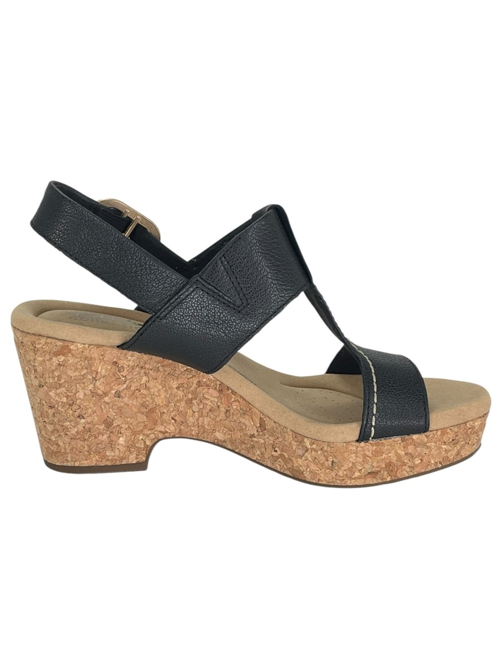 Clarks Giselle Style Black Leather Slingback Womens Platform Sandals Size 6M - Picture 5 of 12